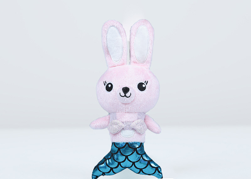 Pink Color Plush Bunny Keychain , Dressup Mermaid Stuffed Bunny Keychain